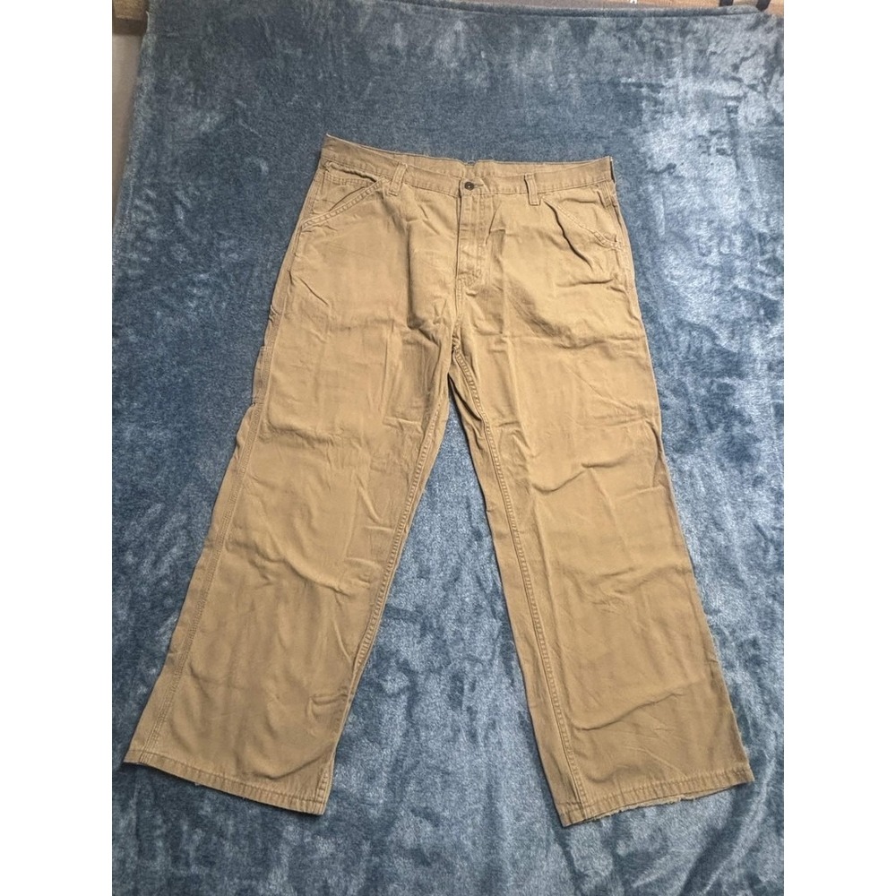 Faded Glory Carpenter Utility Pants 40x30 Tan Cotton Hammer Loop